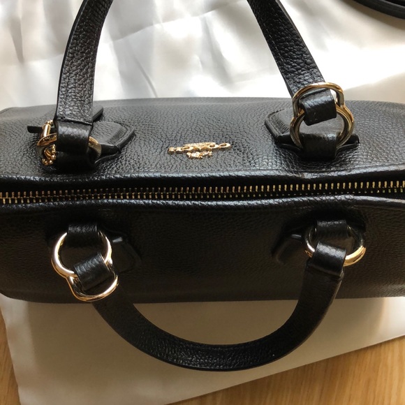 COACH Mini Nolita Black Pebbled Leather Satchel - Picture 6 of 16